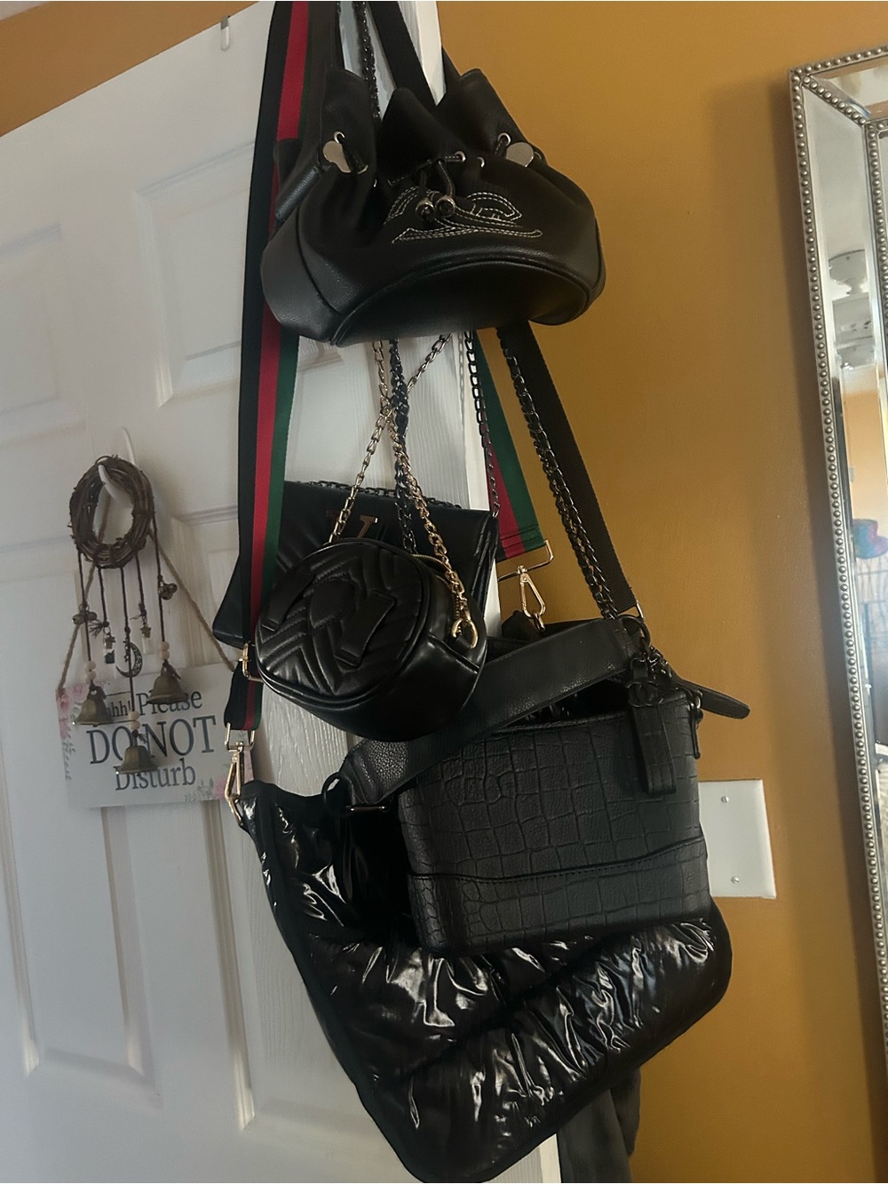 Women's Black Fashion Quilted & Shiny Crossbody Bag Lot! 6 Bags - Wow!